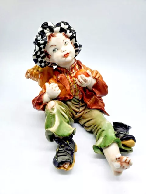 Vintage Capodimonte Italian Figurine Hobo Boy Eating Apple Superb Condition