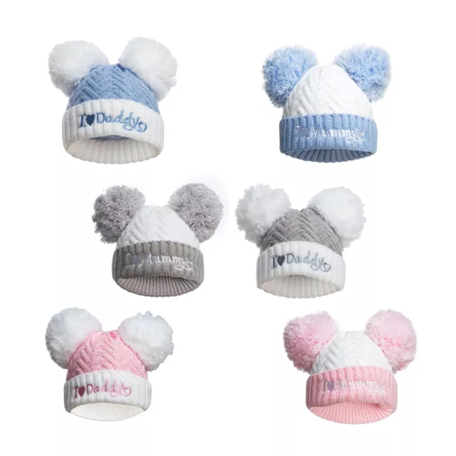 Baby Boys Girls Pom Pom Hat Warm Knitted Hat Double Pom Pom Hat 0-12 Months H682