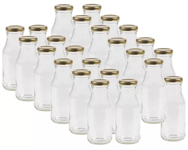 Glasflaschen mit Schraubverschluss Deckel Gold 263ml Saftflaschen Glasflasche