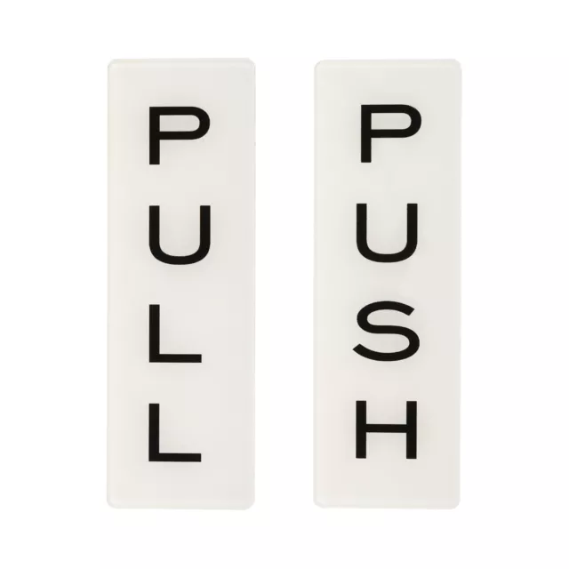 Insegna porta push push pull 5x1,7", 1 coppia acrilico autoadesivo bianco/nero