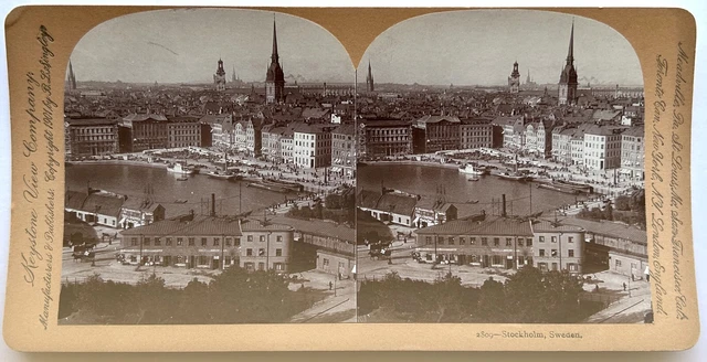 Schweden Stockholm Panorama 1901 Foto Stereo Citrat Vintage