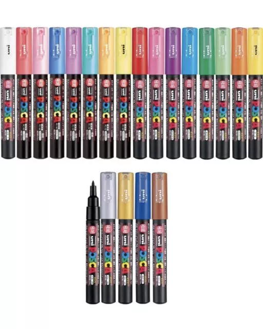 Uni POSCA Marker Pen PC-1M Extra Fine 1.0mm Set of 4 Mono Tones