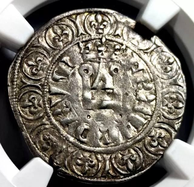 Philip VI France Silver Gros Tournois NGC AU58 Holy Cross Hundred Years War