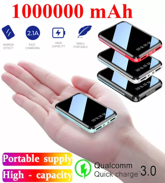 1000000mAh Mini Power Bank Dual USB UltraThin External Battery Backup Charger