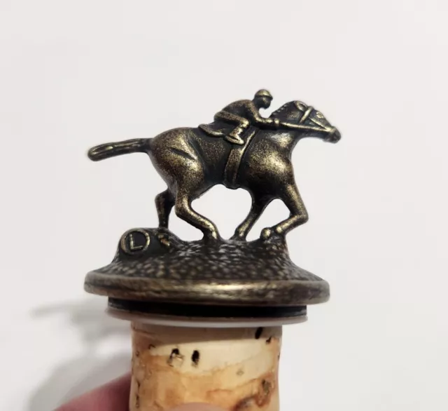 Blanton's Bourbon Whiskey Horse & Jokey Cork Bottle Stopper 'L' Blantons