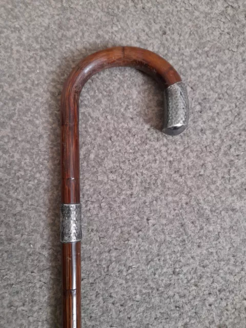 1920s Art Deco Birmingham Silver Hallmarked Wood Walking Cane