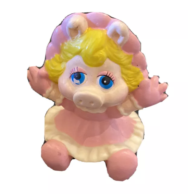 Vtg Miss Piggy Rubber Squeak Bath Toy Jim Henson Muppet Babies HA! 1989 2.5"tall