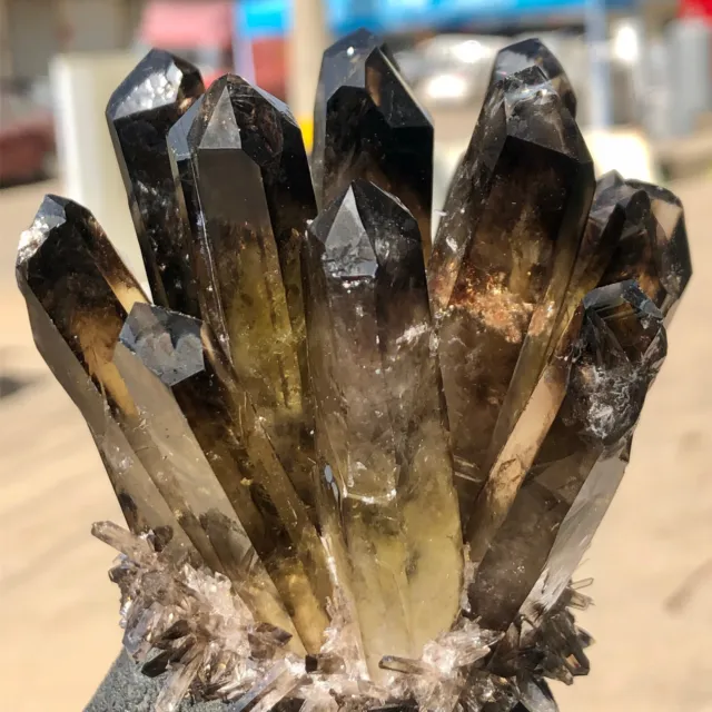 362g  New Find Black Phantom Quartz Crystal Cluster Mineral Specimen Healing