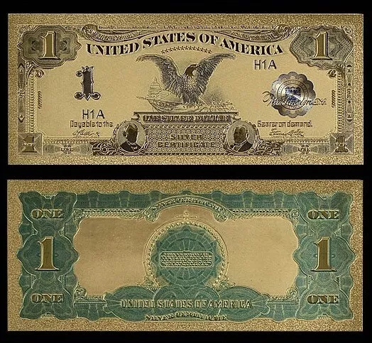 Usa Banknote P-338 $1 Silver Certificate 1899 One Us Dollar Gold Foil New Mint