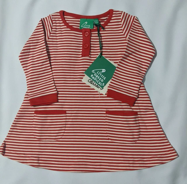 Little Green Radicals Red Striped Cotton Dress Age 9-12 Months BUNDLE YOURSELF