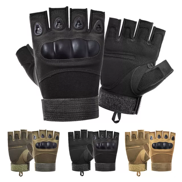 Outdoor Army Military Tactical Motorcycle Hunt Hard Knuckle Half Finger Gloves