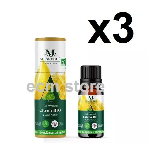 MESSEGUE Lot de 3 HUILE ESSENTIELLE DE CITRON BIO 10 ml /U41