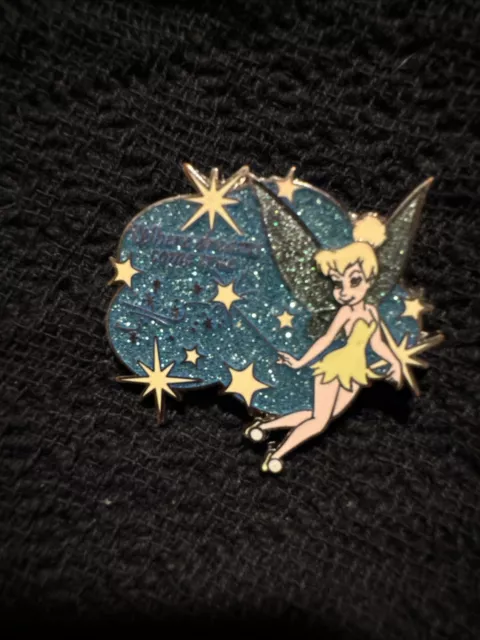 Disney Tinker Bell Pin Where Dreams Come True Exclusive Pixie Dust Lapel Blue