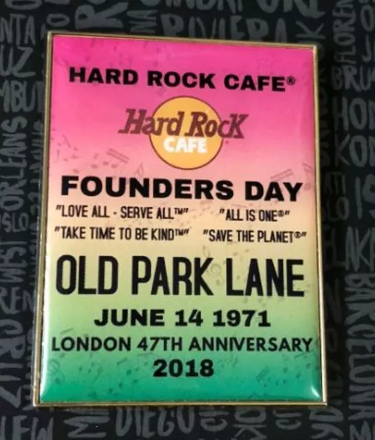 Hard Rock Cafe London 47th Anniversary Old Park Lane Plaque Pin