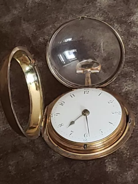 c. 1790 GEORGE III PAIR CASED FUSEE VERGE POCKET WATCH BY Gilt  LONDON.