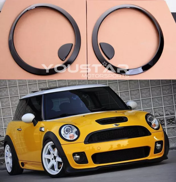 GLÄNZEND Schwarz SCHEINWERFER SURROUND ABDECKUNGEN für MINI Cooper S R56 R57 R55