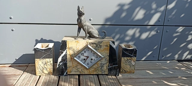 PRESENTIME & Co. Napoléon Horloge de cheminée, Vintage Farmhouse, 33 x 25 cm, vitre bombée, Mouvement à Quartz, boîtier en Plastique ABS, Bleu Sarcelle Ancien (décoration intérieure/Table