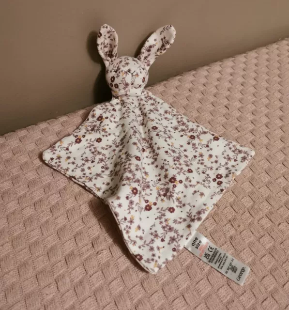 George Asda Cream White Bunny Rabbit Baby Comforter Floral Purple Lilac  Blankie