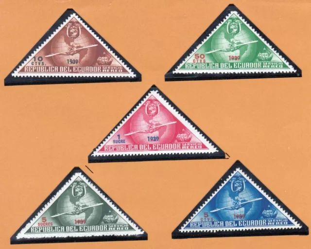 Briefmarken Republica Del Ecuador, Überdruck aus 1939, Flugzeuge, postfrisch