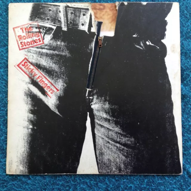 ROLLING STONES: 1971 Vinyl LP: STICKY FINGERS: Stereo 1st PRESS: Zip Sleeve: VG-