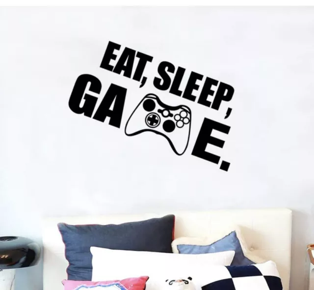 Eat Sleep Play Game Vinyl Wall Decal Lettering Decor Sticker Gamer Game Room