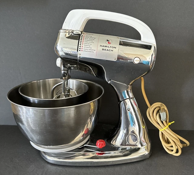 HAMILTON BEACH STAND Mixer Model 8FM127 Stainless Steel 2 Bowls 10