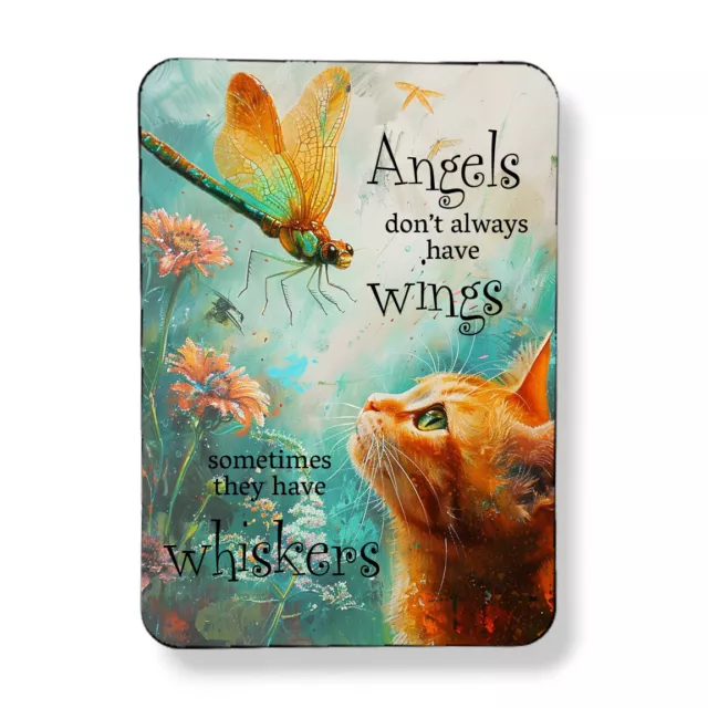 Dragonfly Kitty Cat Angel Wings Magnet Love of Cats Our Angels 3" x4 "