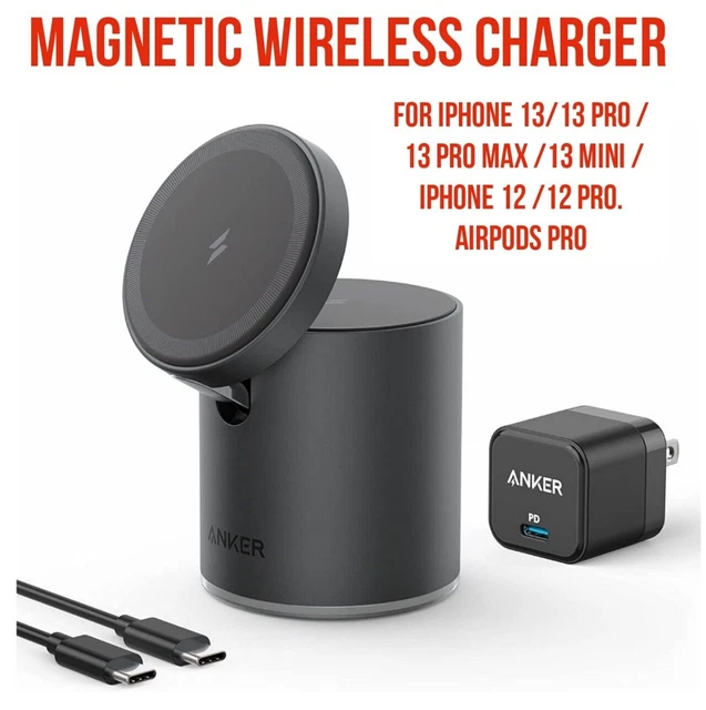 ANKER MAGGO Wireless Charging Station+ 20W USBC Adapter for