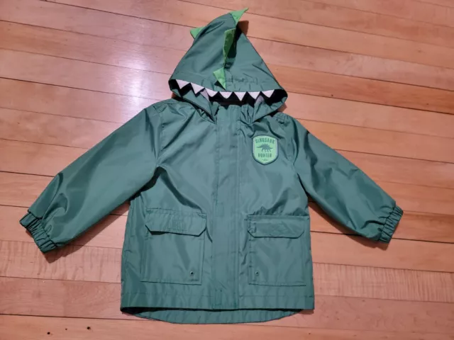 Carter's 24 month Baby Green ‘Dinosaur Hunter’ Rain Jacket/Coat with Hood 2
