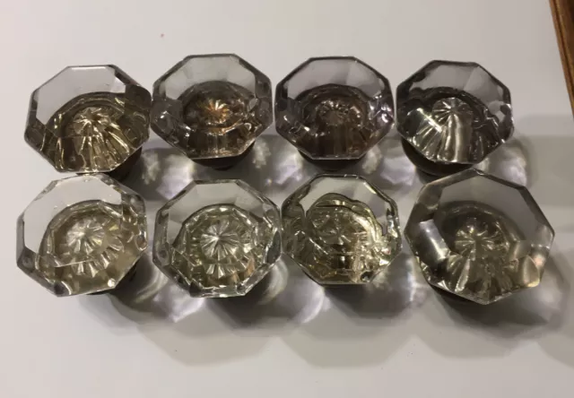 Good Antique Vintage Lot Of 8 Glass Door Knob Knobs Handles 2" To 2.25" Diam.