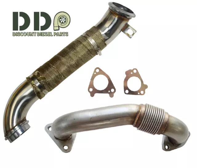 DDP 3" Turbo Pipe W Heat Wrap & HD Up Pipe For 04.5-10 Chevy GMC 6.6L Duramax