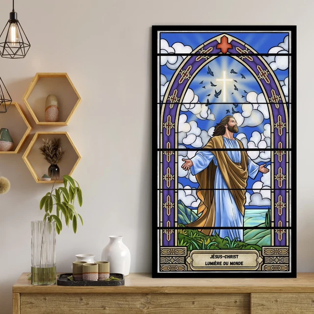 Art Mural Chrétien Les Vitraux De L'Histoire – Saint Matthieu, Effet Vitrail Sur Toile, France