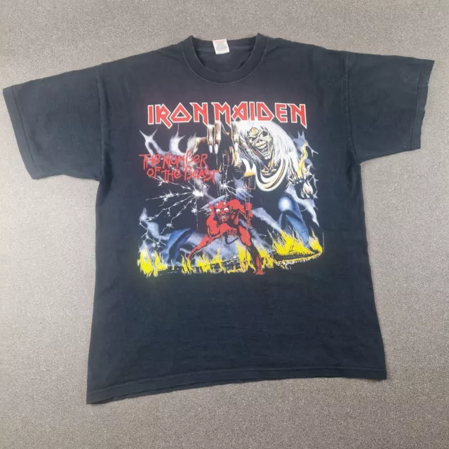 Vintage Iron Maiden Shirt Mens Large Black Eddi Rips Up Europe Summer 2005 Tour