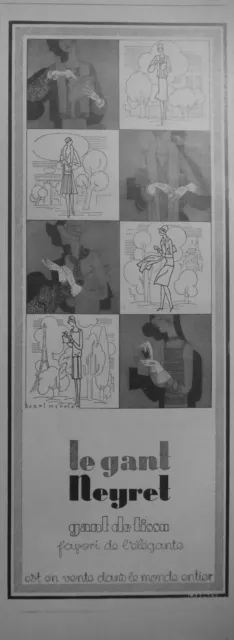 Publicité De Presse 1927 Le Gant Neyret Gant De Tissu Favori De L'élégance