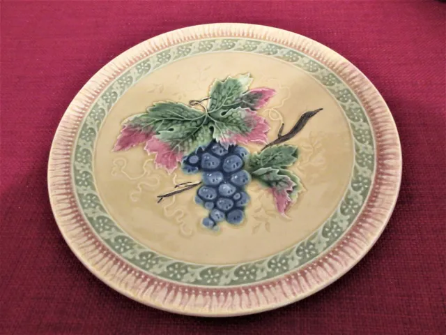 STUNNING Yellow Black Forest Art Pottery Majolica Salad Plate Erphila Germany