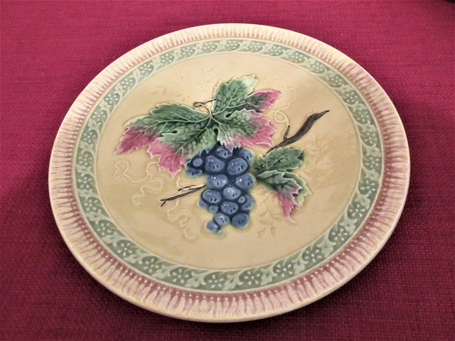 STUNNING Yellow Black Forest Art Pottery Majolica Salad Plate Erphila Germany