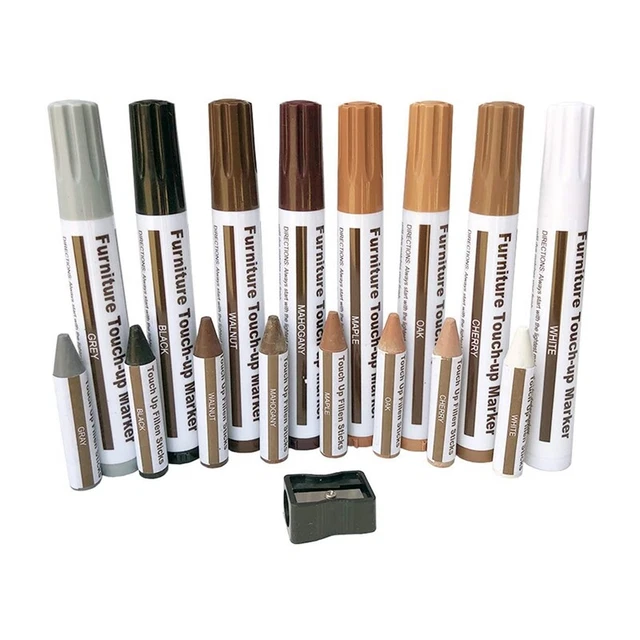 2 x (kit riparazione mobili marcatori legno - set di 17 - pennarelli e bastoncini cera9453