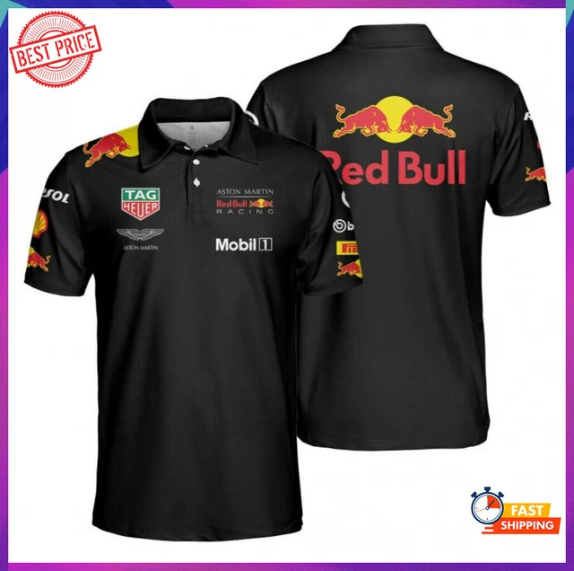 RED BULL F1 Racing Team 3D Printed Polo Shirt For Men Black All Sizes S