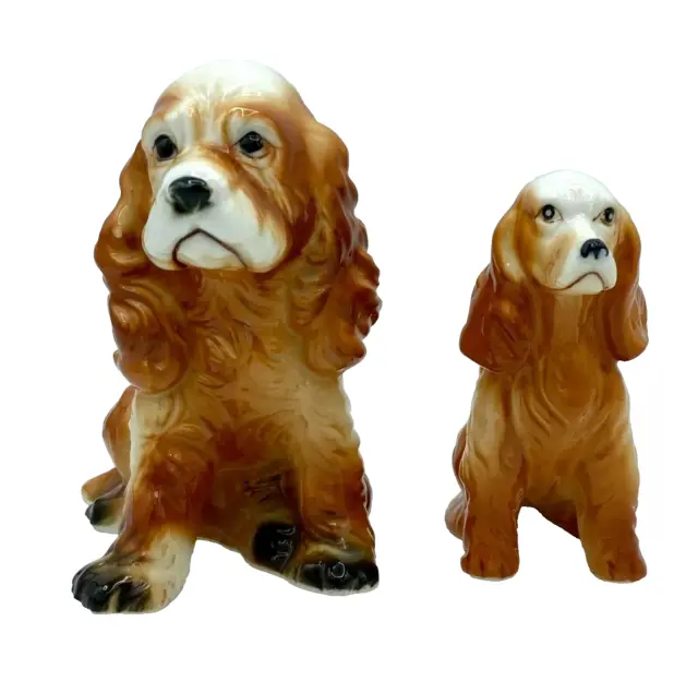 Porcelain Cocker Spaniel Figurines Set of 2 Vintage Dog/Puppies