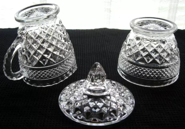 Anchor Hocking Glass Clear Wexford Covered Sugar Bowl & Creamer 3