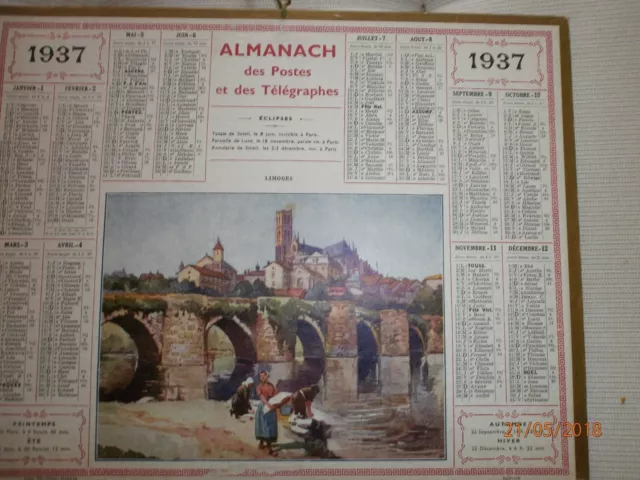 Calendrier Ancien 1937:Limoges