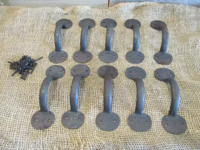 10 Iron Hand Forged Handle Pulls Gate Door Barn Cabinet Drawer Grasp Handles