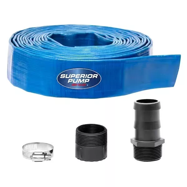 Superior Pump 1-1/2 in. x 25 ft. Lay-Flat Discharge Hose Kit 99621