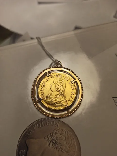 Pendentif pièce Louis d'or aux lunettes 1728A Paris monnaie gold coin