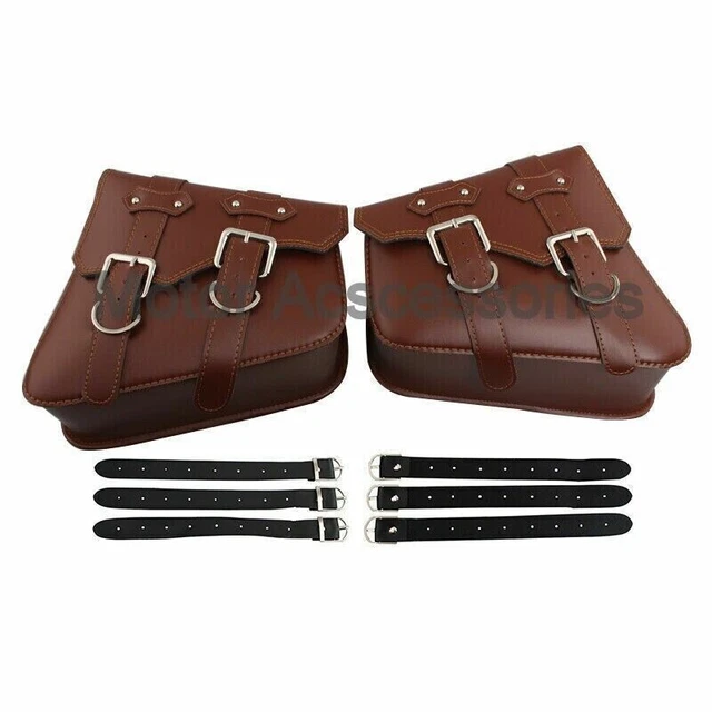 Sacs Latéraux En Cuir De Vache Pour Moto - Paire 2 Sacs - Noir - Fait Main