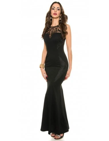 Abito a sirena aderente vestito da sera donna elegante cerimonia pizzo lungo
