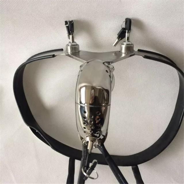 Stainless Steel Metal Chastity Belt with Cage Beads Plug Slave Game For Men Male 3