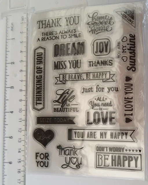 21 x Sentiments Clear Acrylic Stamps for Card Making, Scrapbooking and Crafting