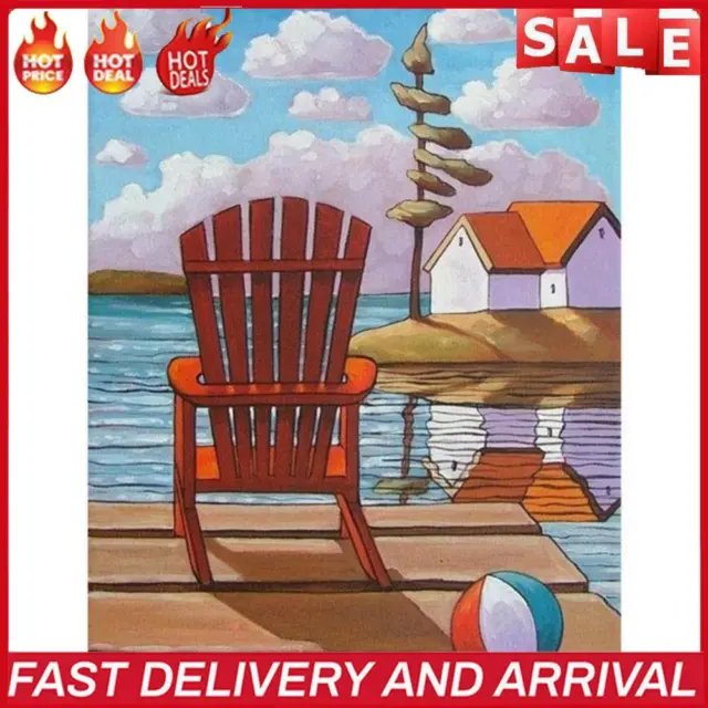 Lake Chair Hut Oil Paint By Numbers Kits DIY Wall Art Picture Craft Home Decor