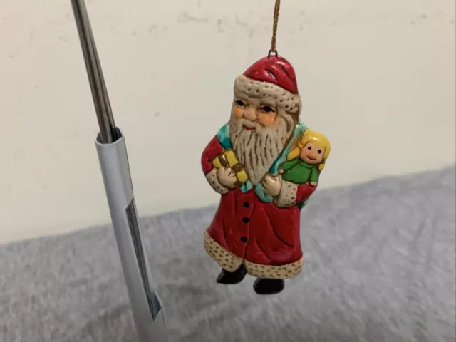 Vintage Russ Berrie Plastic Victorian Santa w/Toys Christmas Ornament Taiwan
